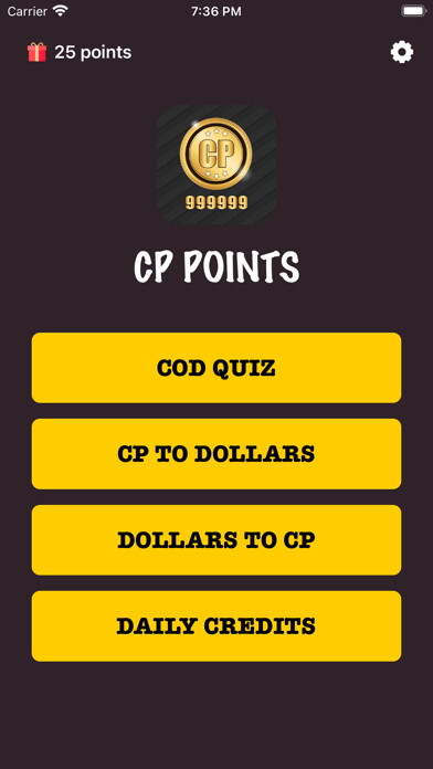Emulate iPhone app COD Points Quiz: CP Coin using MyAndroid