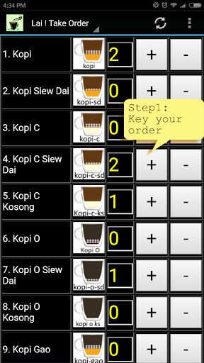 Emulate Android APK Coffee (Kopi) Order