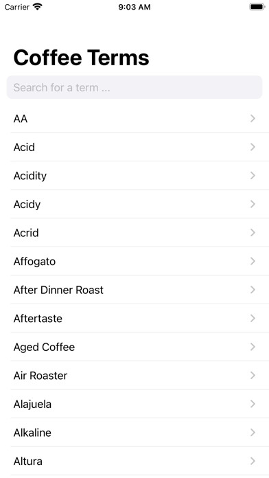 Emulate iPhone app Coffee Terms using MyAndroid Emulate iPhone app Coffee Terms using MyAndroid