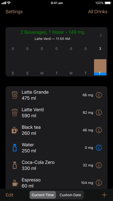 Emulate iPhone app Coffee Tracker – Caffeine++ using MyAndroid Emulate iPhone app Coffee Tracker – Caffeine++ using MyAndroid