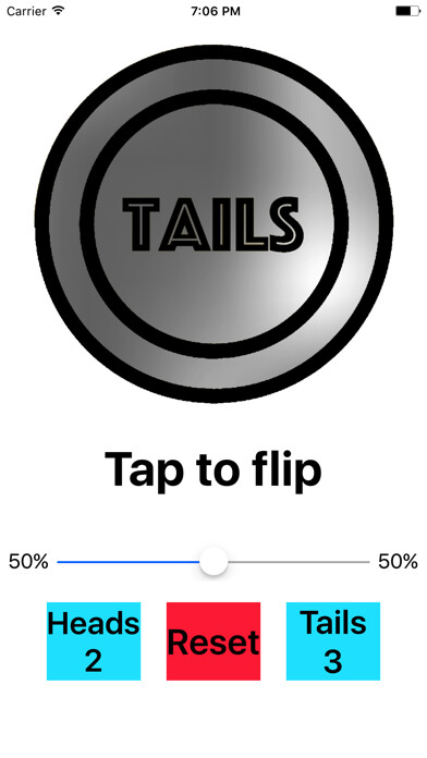 Emulate iPhone app Coin Flip - App using MyAndroid