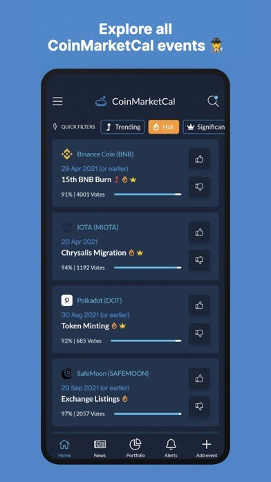 Emulate iPhone app CoinMarketCal using MyAndroid