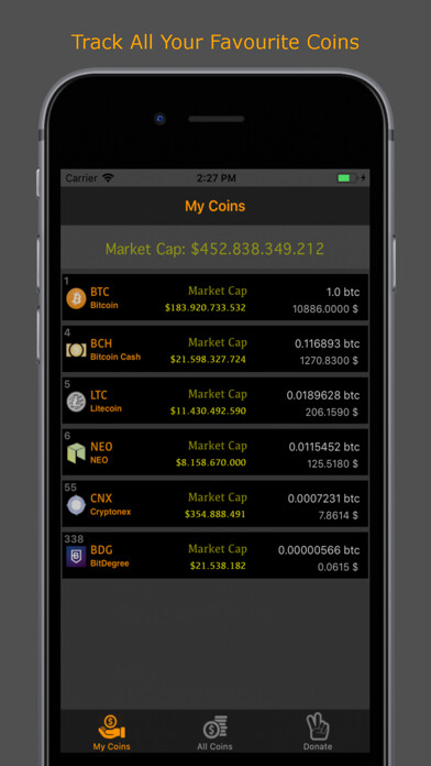Emulate iPhone app CoinMarket Live using MyAndroid Emulate iPhone app CoinMarket Live using MyAndroid