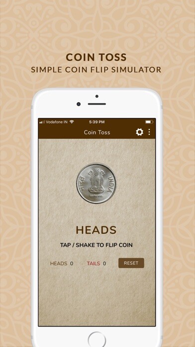 Emulate iPhone app Coin Toss - Simple Coin Flip using MyAndroid