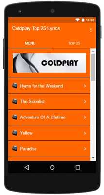 Emulate Android APK Coldplay Top Lyrics