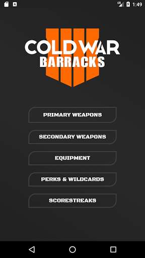 Run android online APK Cold War Barracks - Weapon Stats, Info & more! from MyAndroid or emulate Cold War Barracks - Weapon Stats, Info & more! using MyAndroid Run android online APK Cold War Barracks - Weapon Stats, Info & more! from MyAndroid or emulate Cold War Barracks - Weapon Stats, Info & more! using MyAndroid