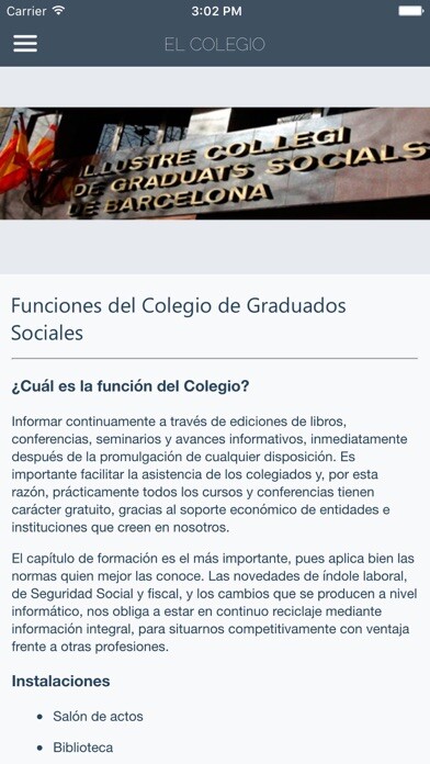 Emulate iPhone app Colegio Graduados Sociales BCN using MyAndroid