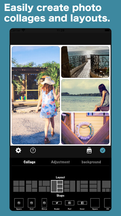 Emulate iPhone app Collage - photo layout app using MyAndroid