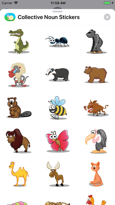 Emulate iPhone app Collective Noun Stickers using MyAndroid