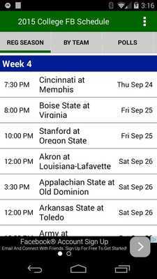 Emulate Android APK College Football Schedules Emulate Android APK College Football Schedules