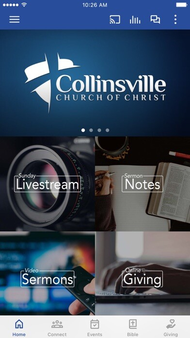 Emulate iPhone app Collinsville Church of Christ using MyAndroid