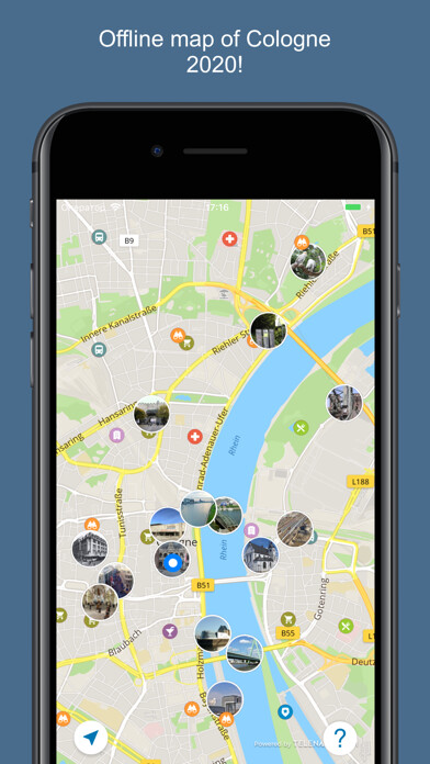 Emulate iPhone app Cologne 2020 — offline map using MyAndroid