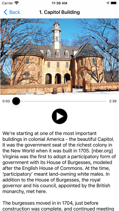 Emulate iPhone app Colonial Williamsburg History using MyAndroid Emulate iPhone app Colonial Williamsburg History using MyAndroid