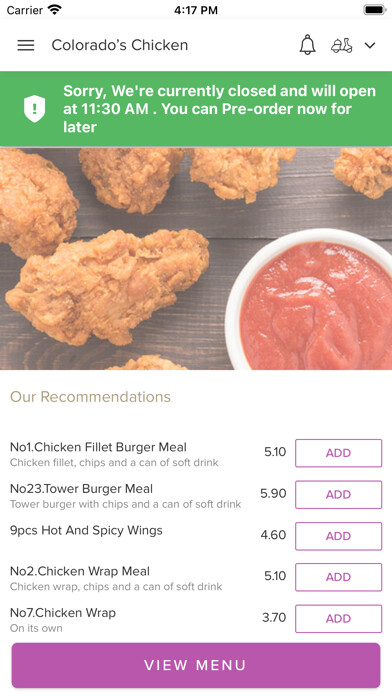 Emulate iPhone app Colorados Chicken Bury using MyAndroid