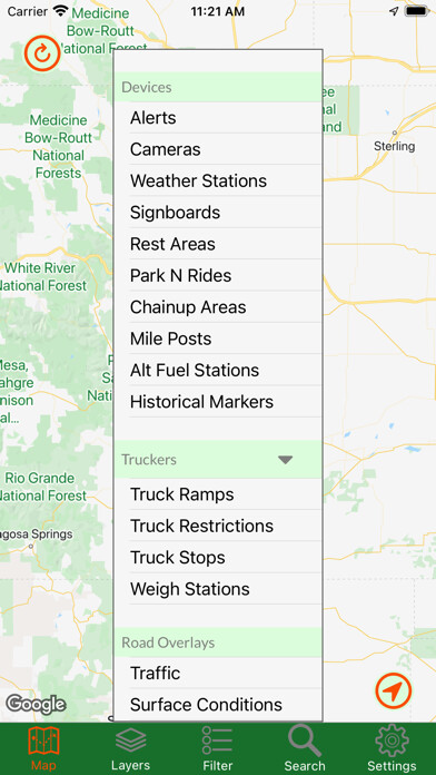 Emulate iPhone app Colorado Traveler using MyAndroid