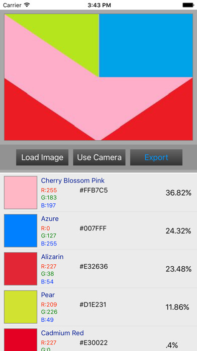 Emulate iPhone app Color Analysis Lite using MyAndroid