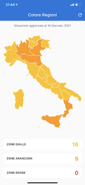 Run android online APK Colore Regioni Oggi from MyAndroid or emulate Colore Regioni Oggi using MyAndroid