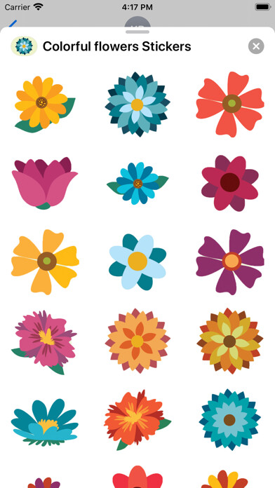 Emulate iPhone app Colorful Flowers Stickers pack using MyAndroid