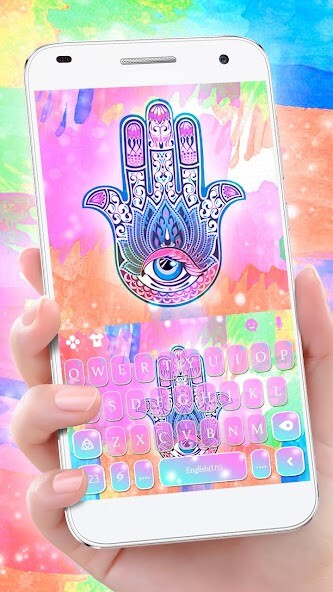 Run android online APK Colorful Ink Hamsa Hand Keyboard Theme from MyAndroid or emulate Colorful Ink Hamsa Hand Keyboard Theme using MyAndroid