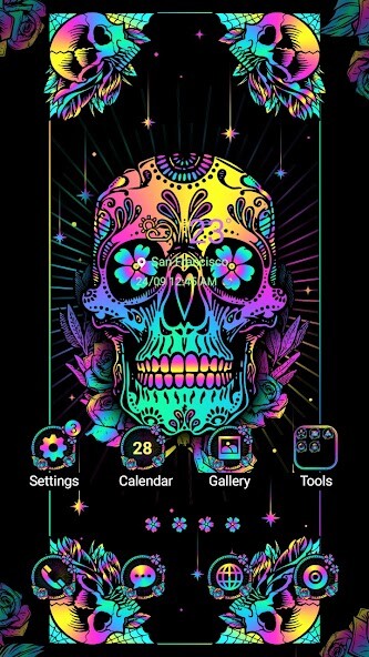 Run android online APK Colorful Skull - Wallpaper from MyAndroid or emulate Colorful Skull - Wallpaper using MyAndroid