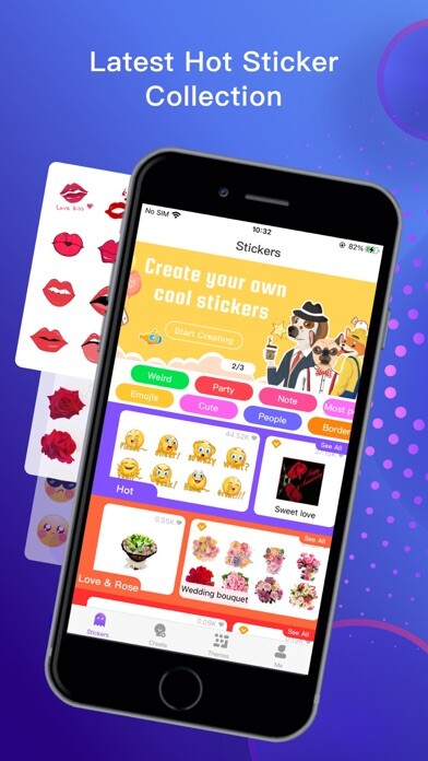 Emulate iPhone app Colorful Stickers & Keyboard using MyAndroid