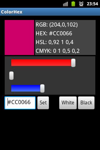 Emulate Android APK Color Hex RGB HEX CMYK Codes