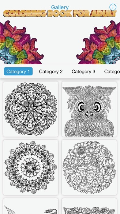 Emulate iPhone app coloring book mandala relax stress relief for me using MyAndroid