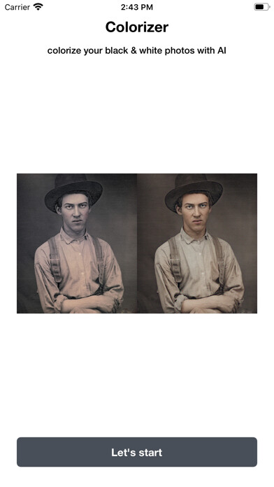 Emulate iPhone app Colorizer - AI colorization using MyAndroid