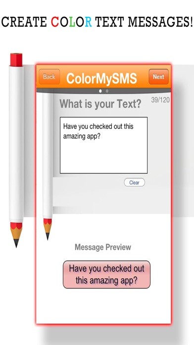 Emulate iPhone app Color My Text - Custom SMS App using MyAndroid