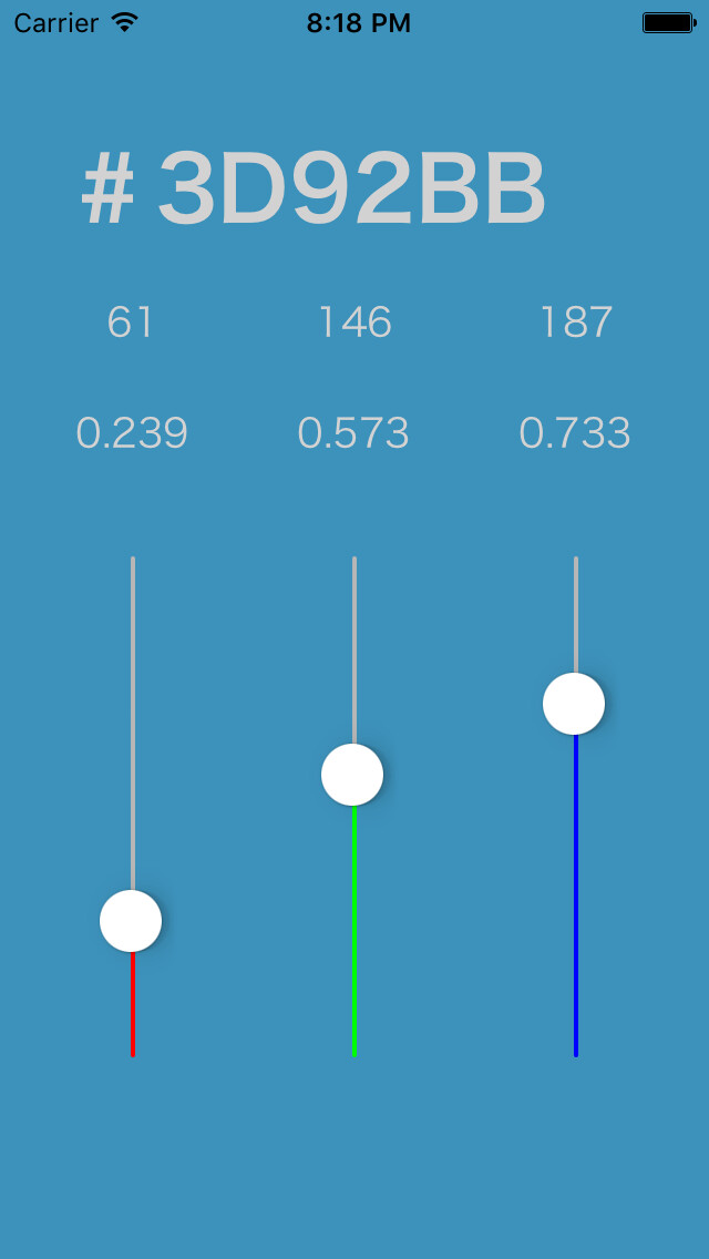 Emulate iPhone app Color Picker ~ convert with slider and RGB using MyAndroid Emulate iPhone app Color Picker ~ convert with slider and RGB using MyAndroid