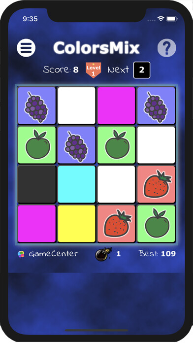Emulate iPhone app ColorsMix: Fruit Puzzle Game using MyAndroid Emulate iPhone app ColorsMix: Fruit Puzzle Game using MyAndroid