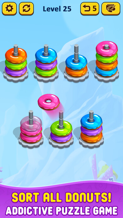 Emulate iPhone app Color Stack it 3d - donut sort using MyAndroid Emulate iPhone app Color Stack it 3d - donut sort using MyAndroid