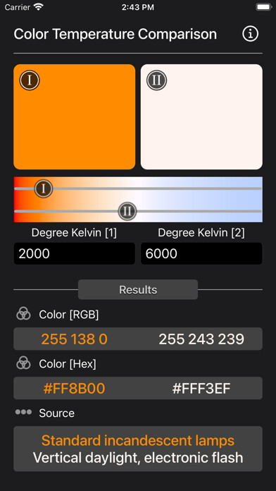 Emulate iPhone app Color Temperature Comparison using MyAndroid Emulate iPhone app Color Temperature Comparison using MyAndroid