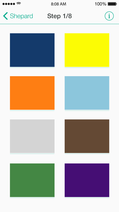 Emulate iPhone app Color Test - psychological analysis of personality by the method Luscher using MyAndroid