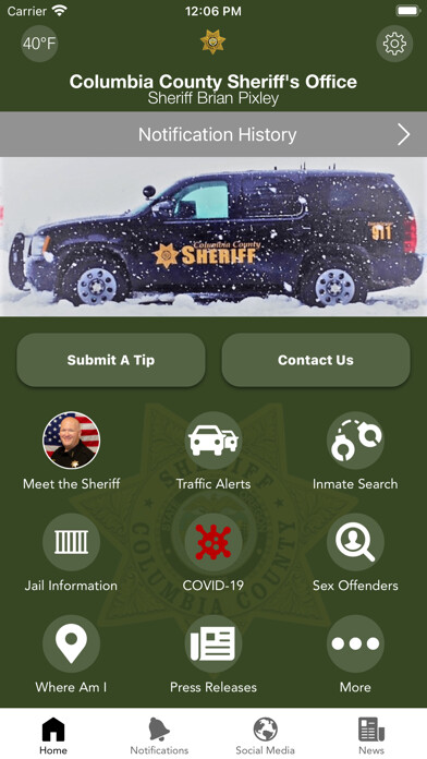 Emulate iPhone app Columbia County Sheriff using MyAndroid