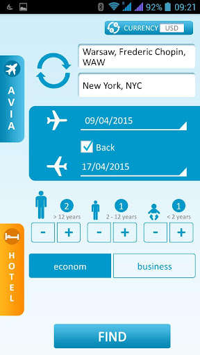 Emulate Android APK Columbus - flights, hotels