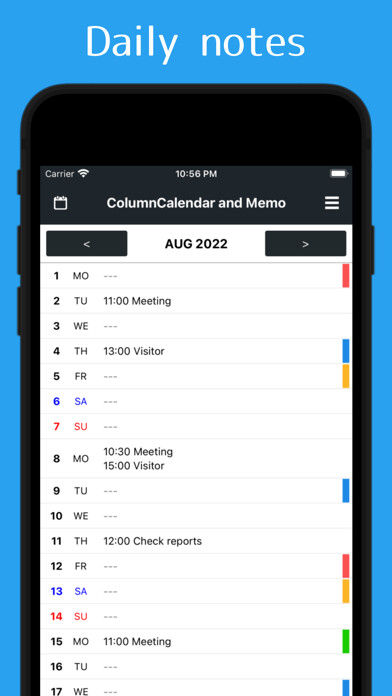 Emulate iPhone app ColumnCalendar and Memo using MyAndroid Emulate iPhone app ColumnCalendar and Memo using MyAndroid