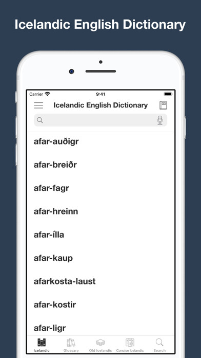 Emulate iPhone app Combined Icelandic Dictionary using MyAndroid Emulate iPhone app Combined Icelandic Dictionary using MyAndroid