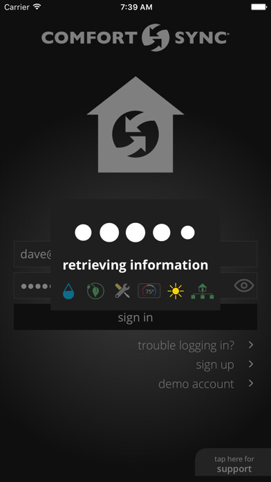 Emulate iPhone app Comfort Sync® Thermostat using MyAndroid Emulate iPhone app Comfort Sync® Thermostat using MyAndroid