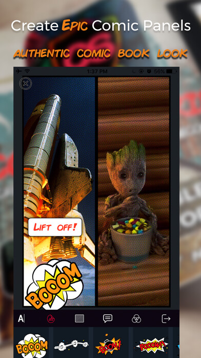 Emulate iPhone app Comic Strip - Comic Maker using MyAndroid