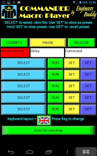 Run android online APK Commander Macro Player !REQUIRES HARDWARE! from MyAndroid or emulate Commander Macro Player !REQUIRES HARDWARE! using MyAndroid