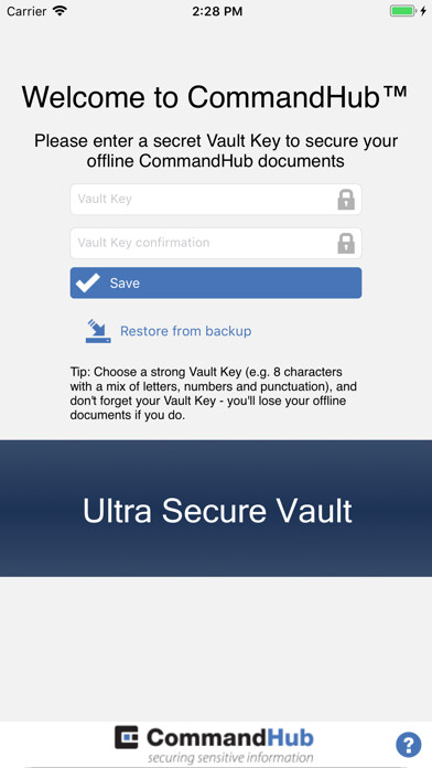 Emulate iPhone app CommandHub - Document Security using MyAndroid