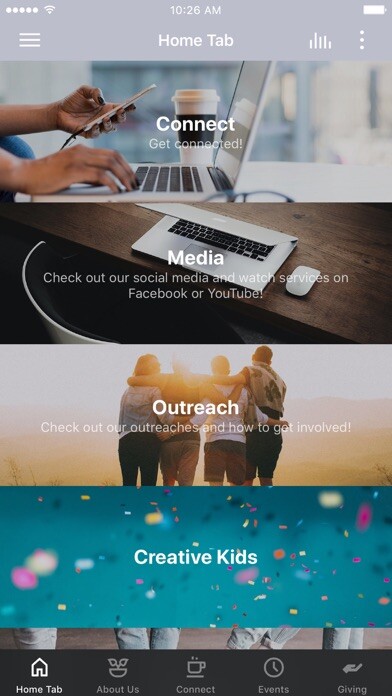Emulate iPhone app Common Ground Church LWB using MyAndroid