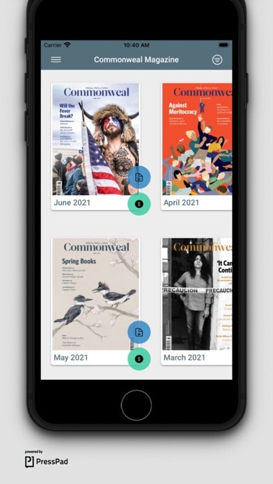 Emulate iPhone app Commonweal Mag using MyAndroid