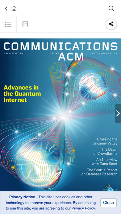 Emulate iPhone app Communications of the ACM using MyAndroid
