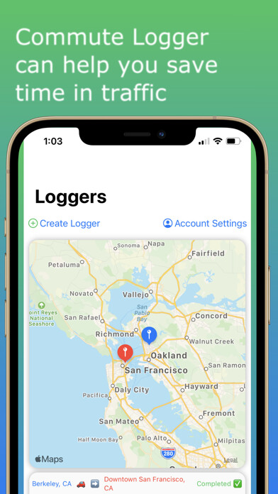 Emulate iPhone app Commute Logger using MyAndroid