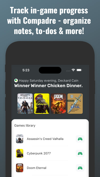 Emulate iPhone app Compadre - Game Notes & Todos using MyAndroid