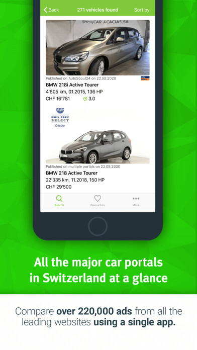 Emulate iPhone app Comparis Car Marketplace using MyAndroid