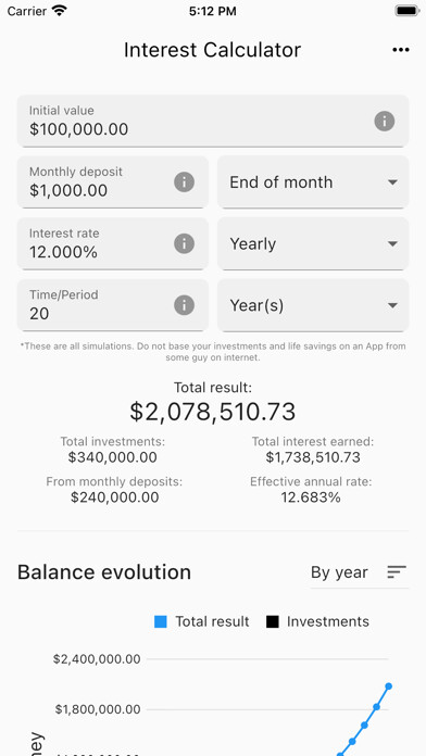 Emulate iPhone app Compound Interest Simulator using MyAndroid Emulate iPhone app Compound Interest Simulator using MyAndroid