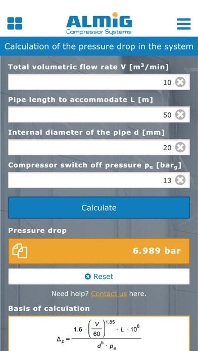 Emulate iPhone app Compressed Air Calculator by ALMiG using MyAndroid Emulate iPhone app Compressed Air Calculator by ALMiG using MyAndroid